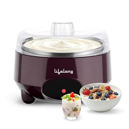 Lifelong Automatic Yogurt & Curd Maker Machine for Home | Auto Temperature Regulation | Electric Probiotic Yogurt Maker for Kitchen (1 L)