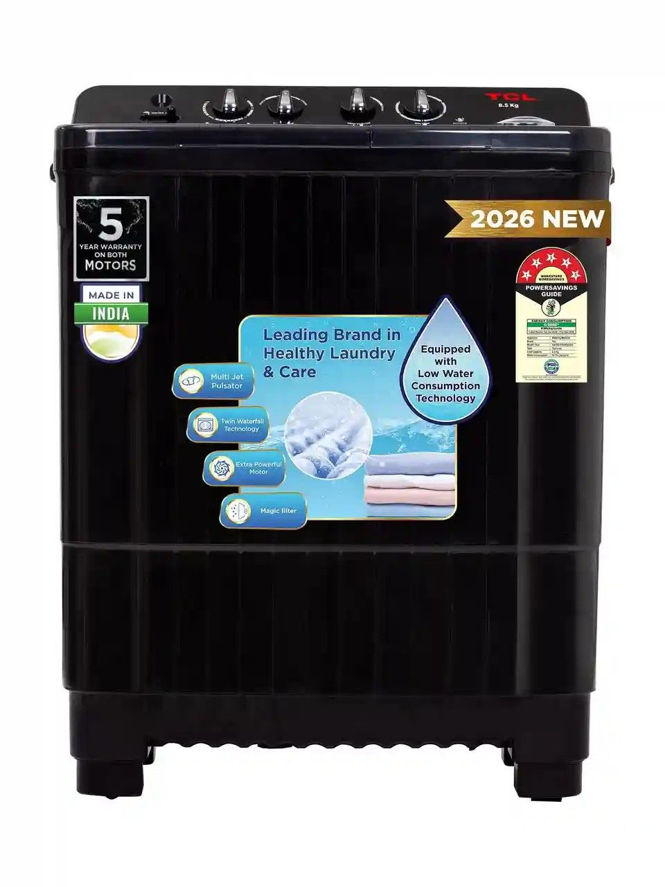 TCL 8.5 kg 5 Star with Extra Powerful Motor, Magic & Lint Filter,...more