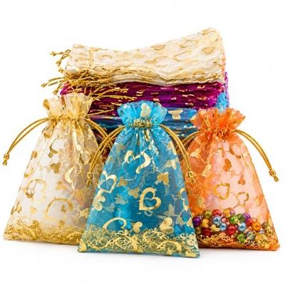 ProKart Premium Jewellery Pouch Organza Party Favor | Shagun Potli Bags | Gift Pouches for Return Gifts | Dry Fruits Packing (Mixed Color, Pack of 30)