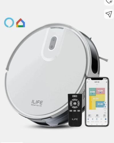 Robotic Vacuum Cleaner with Latest SoF Navigation, @5000Pa Powerful Suction Robotic Floor Cleaner with 2 in 1 Mopping and Vacuum, Anti-Bacterial Cleaning (WiFi Connectivity, Google Assistant and Alexa) (White)