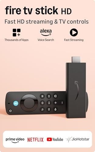 Amazon Fire TV Stick HD, Alexa Voice Remote with TV power & volume controls, full HD streaming device