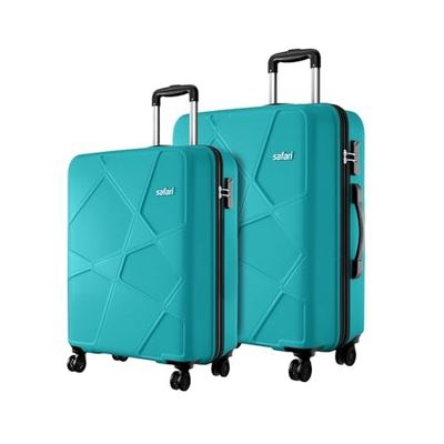 Safari Pentagon Pro 8 Wheels Spinner Set of 2 (Cabin + Medium) Trolley Bags, Hard Case Polypropylene, 360º Wheeling Luggage for Men & Women, Suitcase for Travel, Trolley Bags for Travel, Cyan