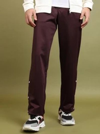 HIGHLANDER Men's Cotton Blend Solid Brown Jogger Track Pants