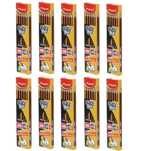 Maped Wooden Traingular Shape Wooden Pencil X10pc with Eraser| Set of 10box| Pack of 100pc