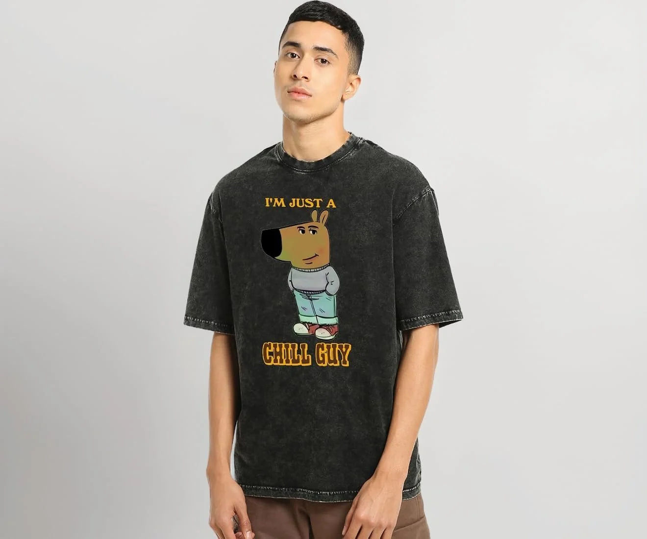 Bewakoof Men's Cotton Typography Oversized Fit Half Sleeve Round Neck T-Shirt | Casual Wear | Street Wear | Oversized t Shirt for Men Cotton | Baggy