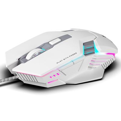 EvoFox New and Upgraded Spectre Wired Gaming Mouse with Upto7200 DPI Gaming Sensor | 6 Buttons Design | Upto 7 Million Clicks | 7 Colours Rainbow Lighting | 1.5m Braided Cable (White)