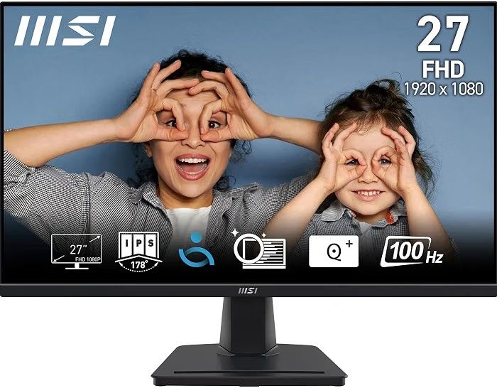 MSI PRO MP275 27 Inch Full HD Office Monitor - 1920 x 1080 IPS Panel, 100 Hz, Eye-Friendly Screen, Built-in Speakers