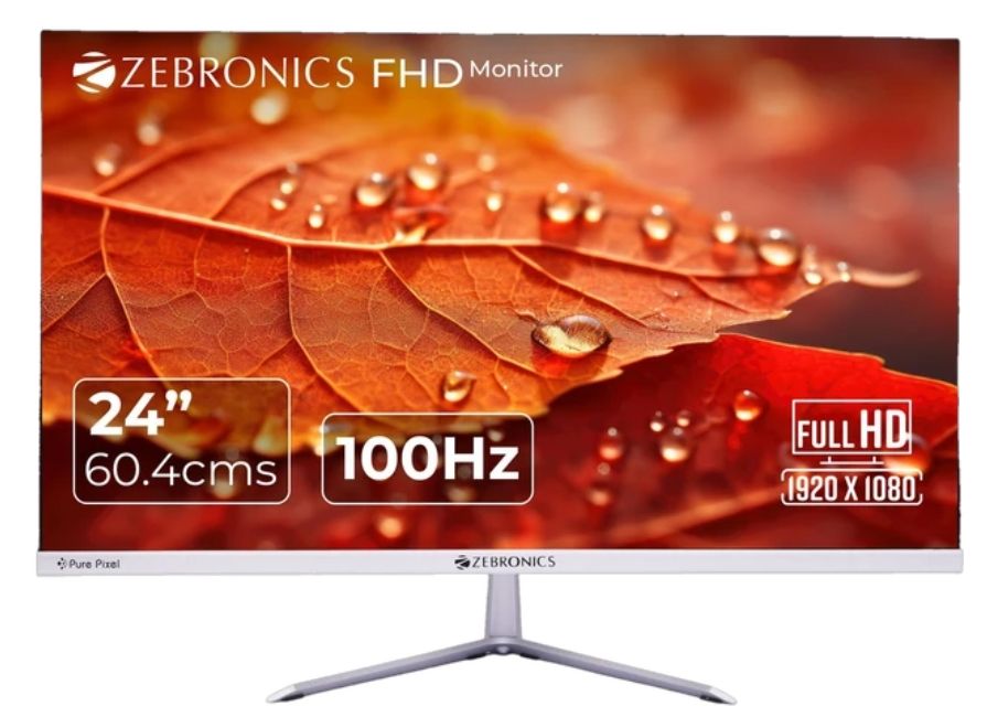 ZEBRONICS Pure Pixel 60.4 cm (24 inch) Full HD LED Backlit VA Panel with 250 nits (100 Hz)