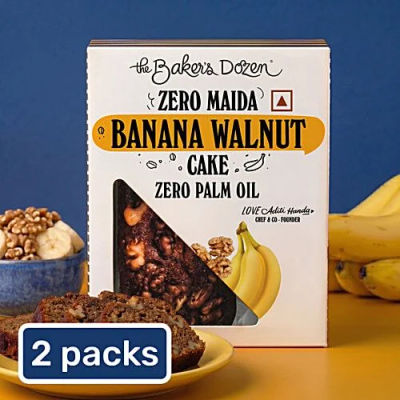 The Baker's Dozen Zero Maida Banana Walnut Cake - [ 2x150 g ]