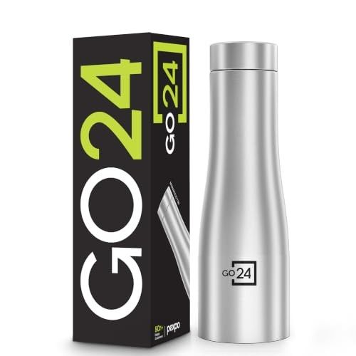 Go24 pexpo Monaco 750 ISI Certified Stainless Steel Sports/Fridge Water Bottle with Steel Cap - 700ml, Silver | Eco Friendly | BPA Free | Water Bottle for Office, Gym, School, Yoga, Trekking