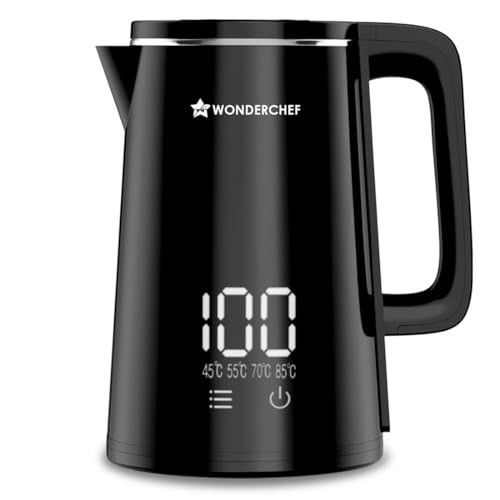Wonderchef Onyx Cool-touch Digital Kettle, 1.8 L, Stainless-steel Interior, 1350W, Choose from 4 Temperature Modes