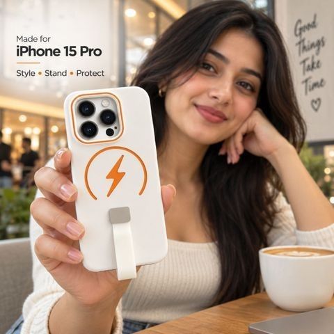 White iPhone 15 Pro Grip cover with Raised Camera Edge @ Just ₹475