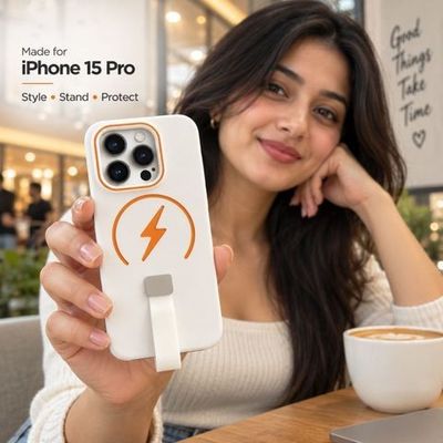 White iPhone 15 Pro Grip cover with Raised Camera Edge @ Just ₹475