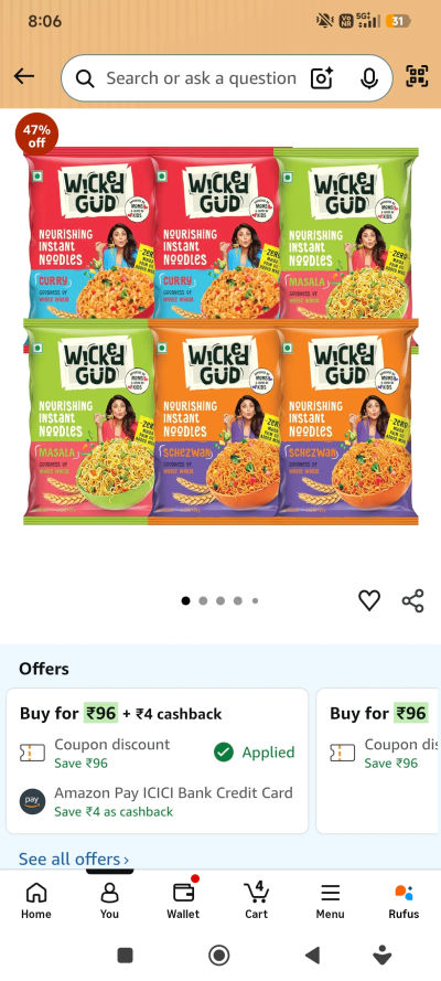 Wicked gud noodles pack of 6 @92
