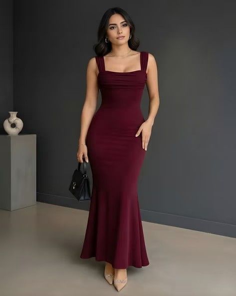 Women Square-Neck Sheath Maxi Dress