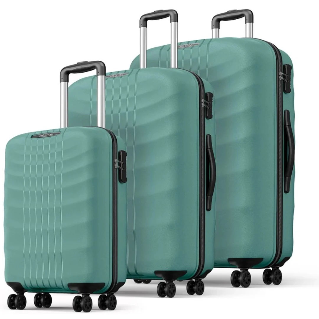 (Lowest)Magnum by Safari Hard Body Set of 3 Luggage 8 Wheels - LIFT 55/66/75 4W SAGE GREEN - Green