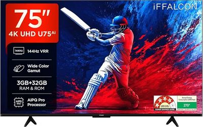 iFFALCON 189 cm (75 Inches) 4K UHD Smart LED Google TV | 144Hz VRR | 3GB RAM | Dolby Vision & Atmos | Game Master | 75U75