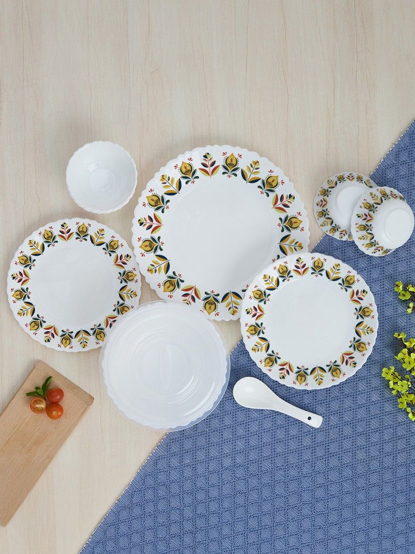 Buy Larah By Borosil 34 Pieces Jupiter Series Opalware Microwave & Dishwasher Safe Dinner Set - Dinner Set for Unisex 36260948 | Myntra