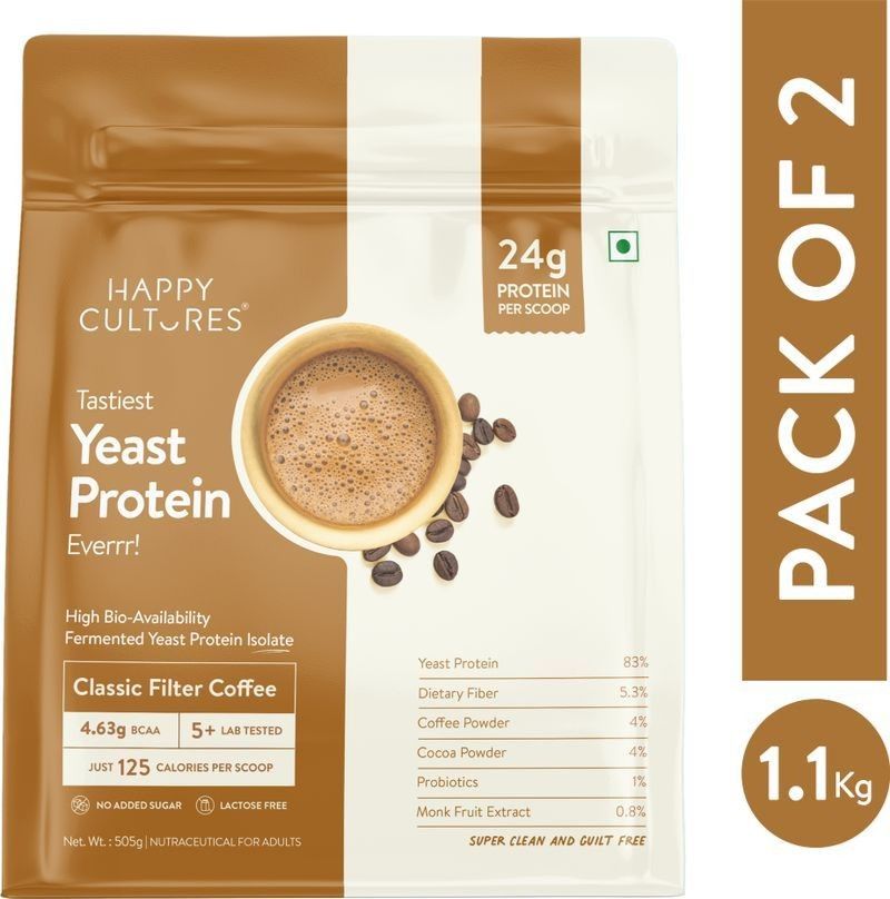 Happy Cultures 24g Classic Filter Coffee Yeast ProteinPDCAAS 1Light On GutVegan Yeast Protein (1010 g, Classic Filter Coffee)