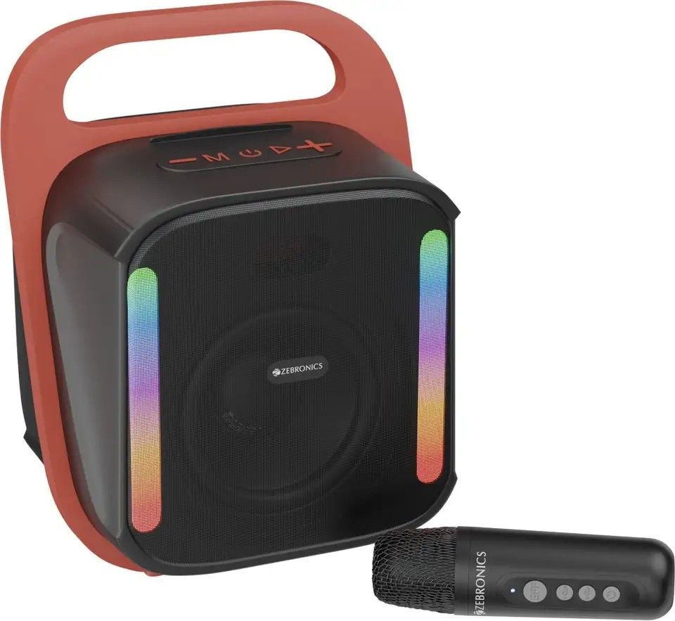 ZEBRONICS SOUND FEAST 110 Portable Speaker, Voice Changing Wireless Mic,6 RGB Modes 14 W Bluetooth Home Audio Speaker