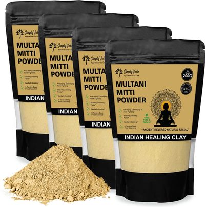 Simply Vedic 100% Natural Multani Mitti Powder (4 x 200g = 800g) @ ₹99 Only | 88% Off | Now or Never Deal!