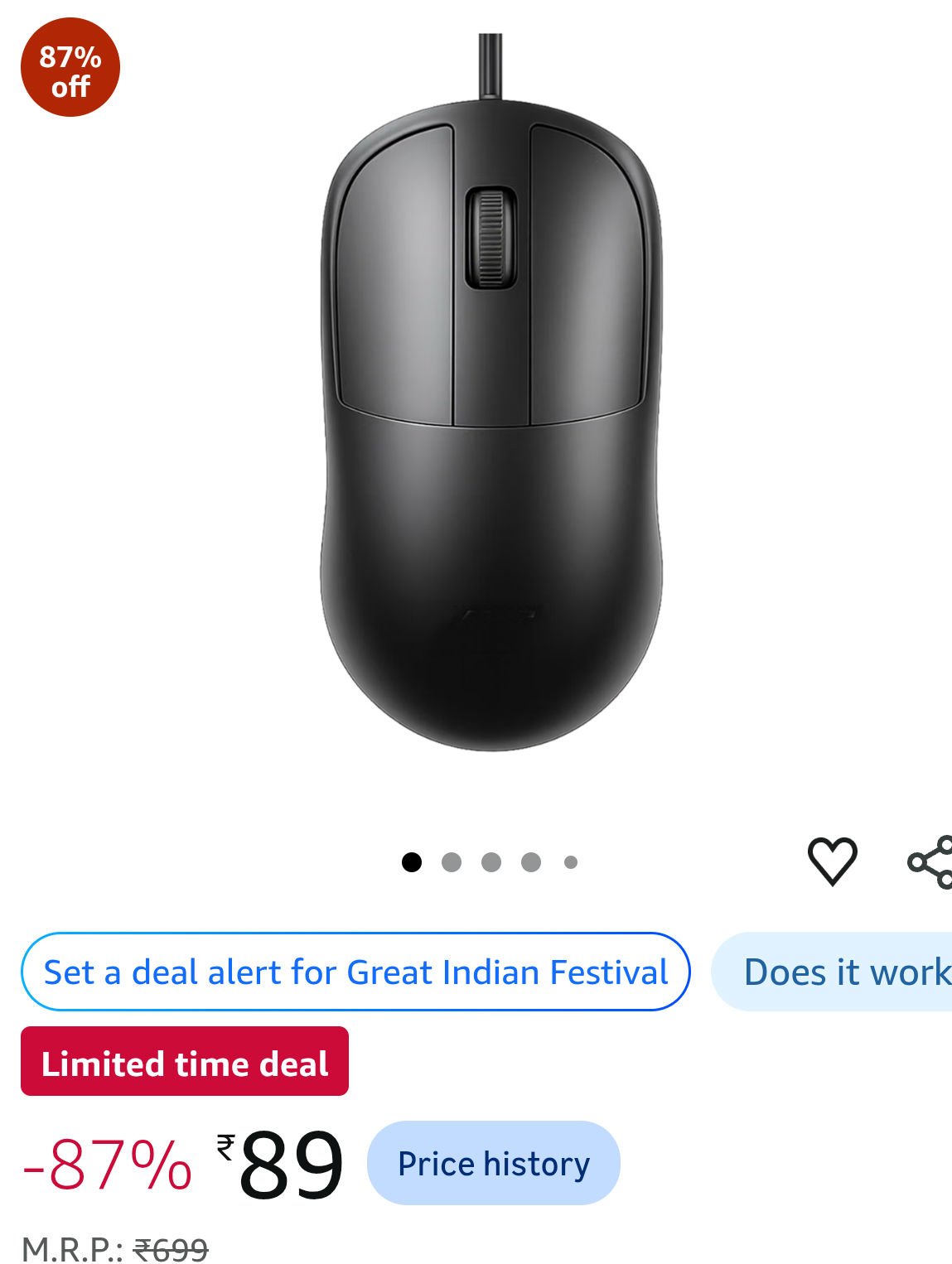 Ant Globe 18 Wired Optical Mouse, USB Type C Computer Mouse with Adjustable 1600 DPI Sensor, Ergonomic Lightweight Corded Office Mouse with 1.2m Cable for Laptop, PC, Desktop,Windows,Mac &Linux, Black