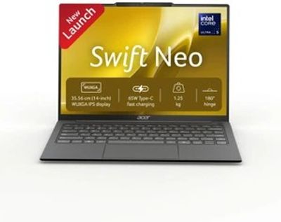 Acer Swift Neo AI PC Intel Core Ultra 5 125H - (8 GB/512 GB SSD/Windows 11 Home) SFN14-55 Notebook (14 inch, Steel Gray, 1.25 kg, With MS Office)