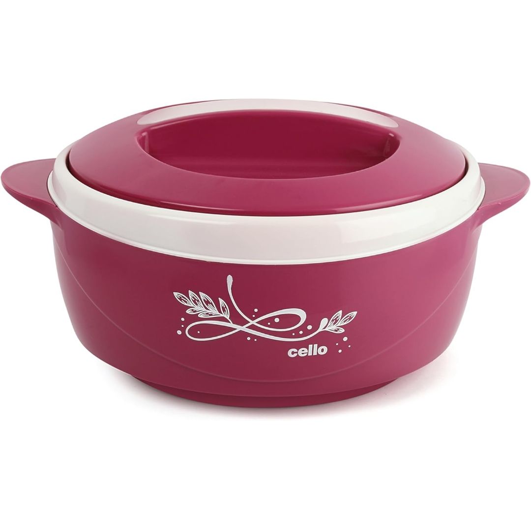 CELLO Sapphire Insulated Casserole Hot Pot For Kitchen 1250 ml Pink | Easy to Serve Airtight Outdoor Safe Inner Steel Insulated Keeps Food Hot & Warm Casserole Hot Pot Case Set For Roti Rice Biryani