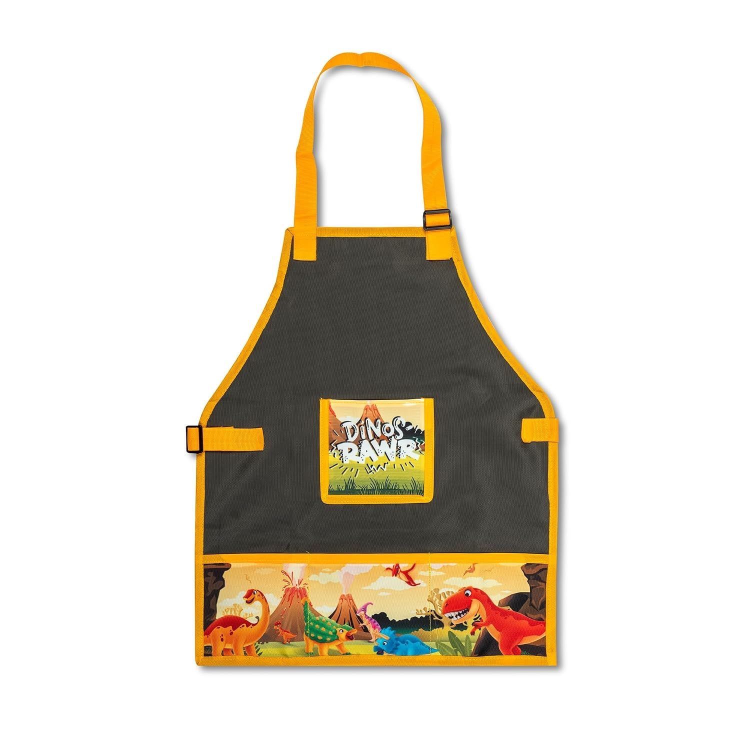 Echo Boomers Kids Waterproof Apron 4 Pockets | Print | Cooking Art School | Age 3-6 Years