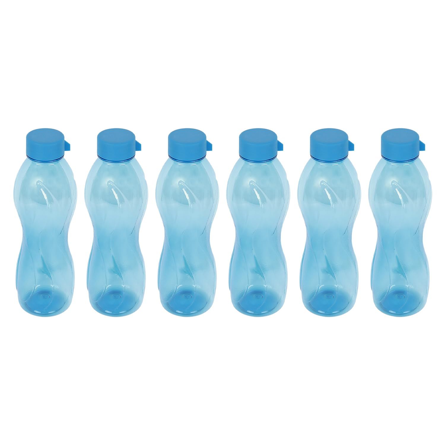 PEARLPET Pheonix BPA-Free Plastic Water Bottle Set |Lightweight, Leak-Proof & Freezer Safe - Pack of 6 (1000ml Each), Blue