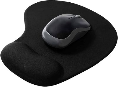 Sounce Ergonomic Mouse Pad with Gel Wrist Rest | Non-Slip | Washable | Lycra Cloth | Black
