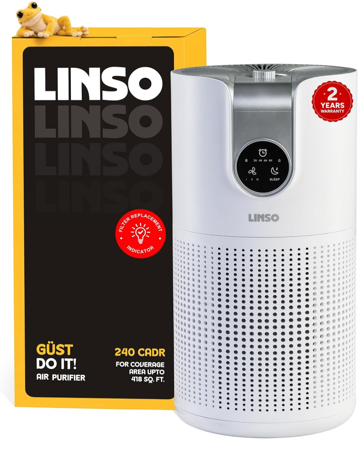 LINSO GUST HEPA H13 Air Purifier For Home 240 m³/h CADR, Covers 418 Sq.Ft 2-year warranty | Removes 99.99% Dust Particles | A UK Based Brand | Aroma diffuser + Sleep Mode | For smoke, babies & pets