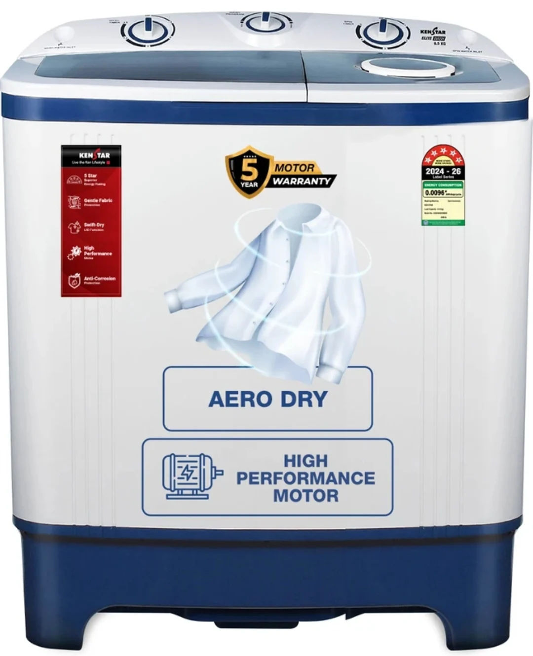 Kenstar 6.5Kg 5 Star Semi Automatic Top Load Washing Machine