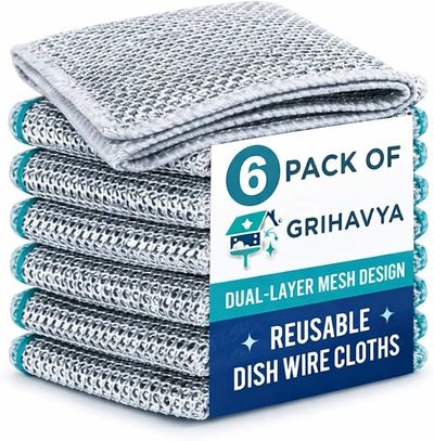 Wire Dish Wash Cloth Pack of 6 | Non Scratch | Steel Scrubber | Utensils Sinks Kitchen Counters
