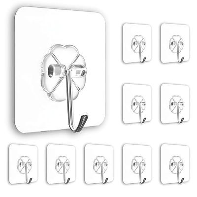 PVC Plastic Flower Wall Hooks for Hanging - Pack of 5 | Heavy Duty Self Adhesive Transparent PVC Hook Sticker | Reusable No Drill Wall Hangers for Kitchen, Bathroom, Outdoor & Home Storage