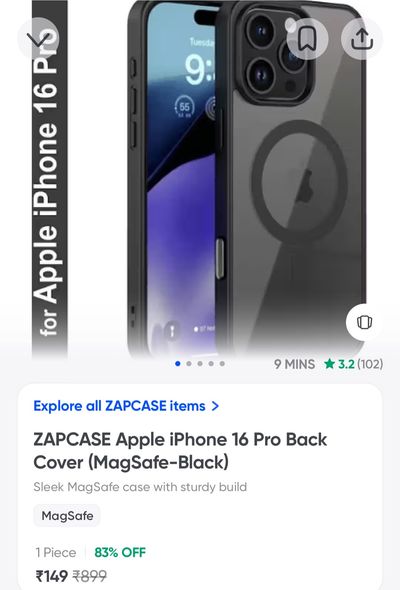 Iphone 16 pro Backcover(Magsafe-Black) @83%off 149rs