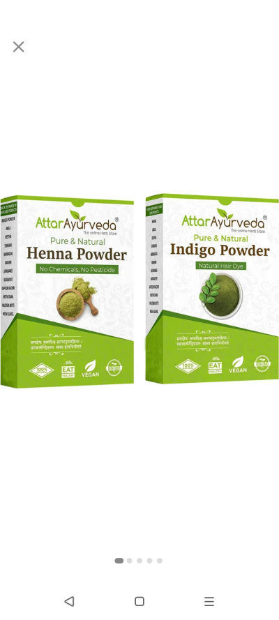 Take a look at this Natural Dye for Black Hair (Henna Leaves powder, Indigo leaves powder combo pack) on Flipkart