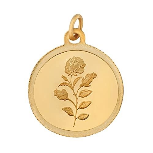Bangalore Refinery 24k (999) Purity 2gm Yellow Gold Round Rose Pendant (without hook)