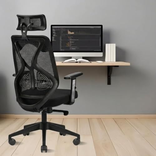 IAFA FURNITURE® Ergolux High Back Ergonomic Office & Study Chair| Nylon Base | DIY | (Black)
