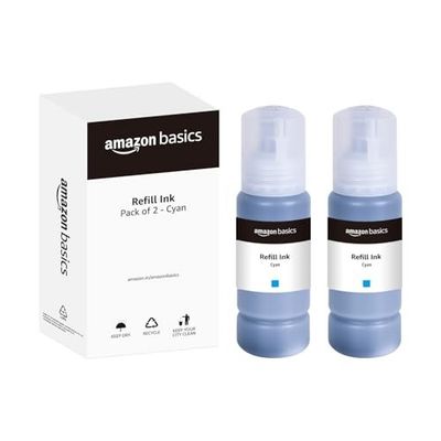 amazon basics 003 Refill Ink Bottle (Dual Pack) (70ml, Cyan)