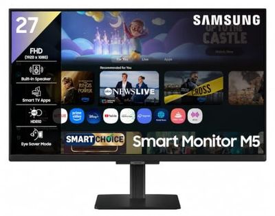 Samsung 27" M5 Smart Monitor with Smart TV Experience (Smartchoice) | LS27FM500EWXXL | Black