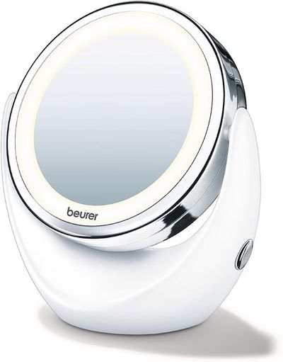 Beurer Plastic Bs 49 Illuminated Chrome Finish Round Floor Mount Standing Mirror