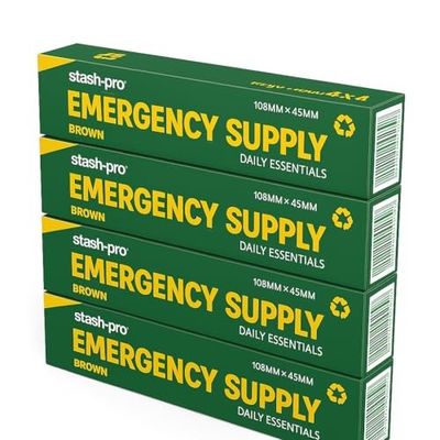Stash-Pro Emergency Supply - 4 Brown Rolling Papers + 4 Tips per Booklet, Pack of 4 (10 Booklets Each)