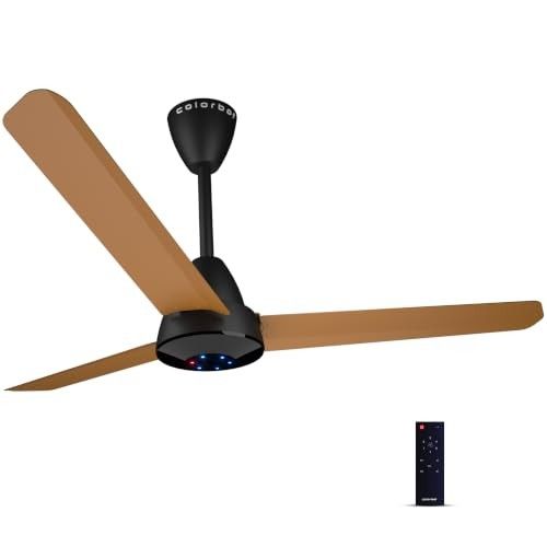 Colorbot Helix BLDC Ceiling Fans 1200mm | BEE 5 Star Rated Power Saver | AeroQuiet+ Technology | 370 RPM | Remote Control (Boost, Timer, LED, Reverse Mode) | 4 Years Warranty (Urban Oak)