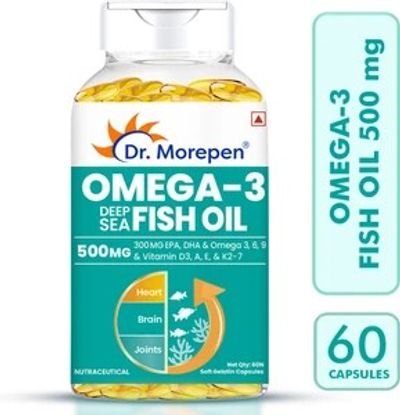 Dr. Morepen Omega-3 Deep Sea Fish Oil | 500mg Capsules (60 Capsules)