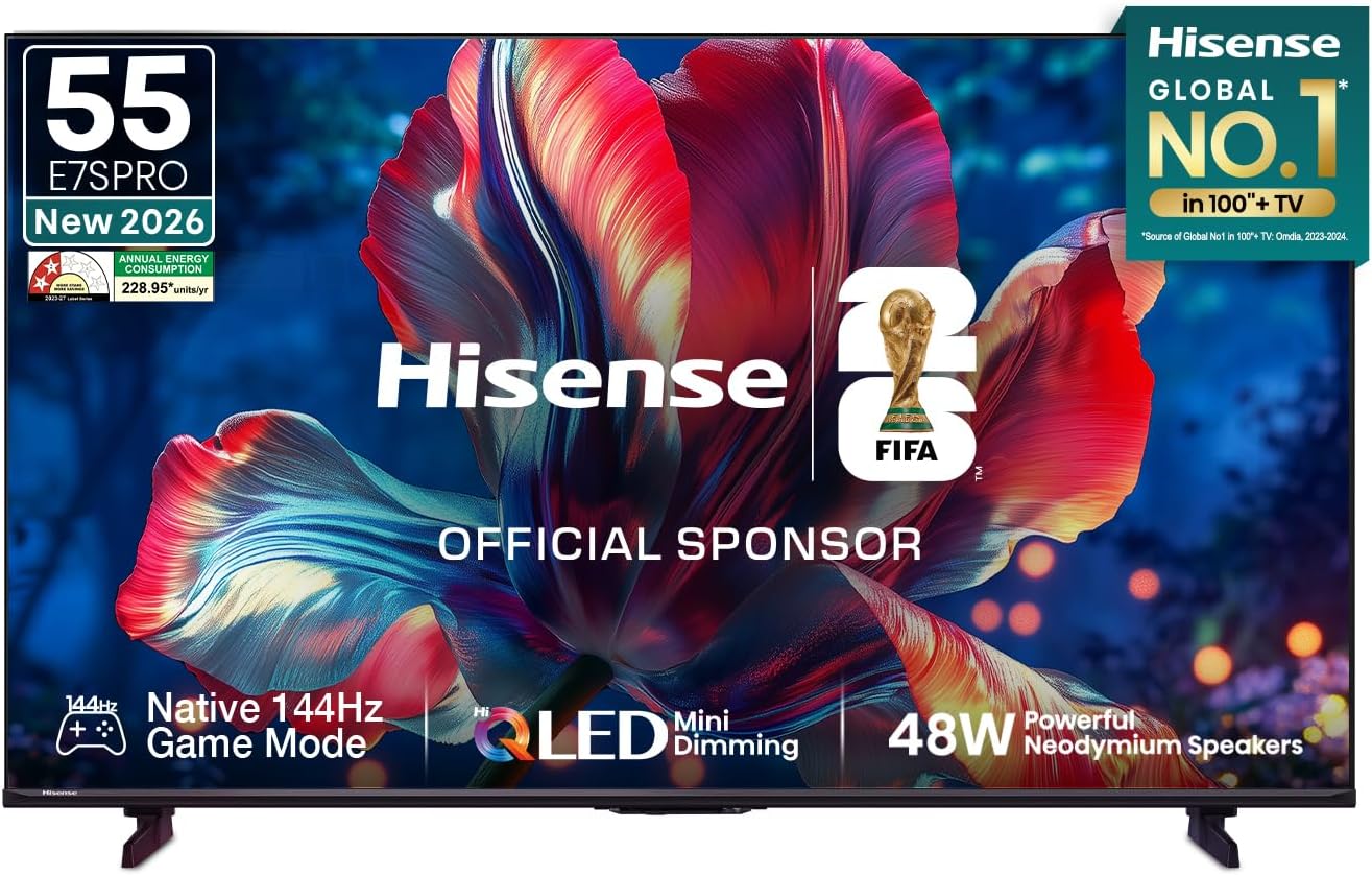 Hisense 55 Inch 55E7S Pro | Mini Dimming | Hi-QLED | Native 144Hz Game Mode