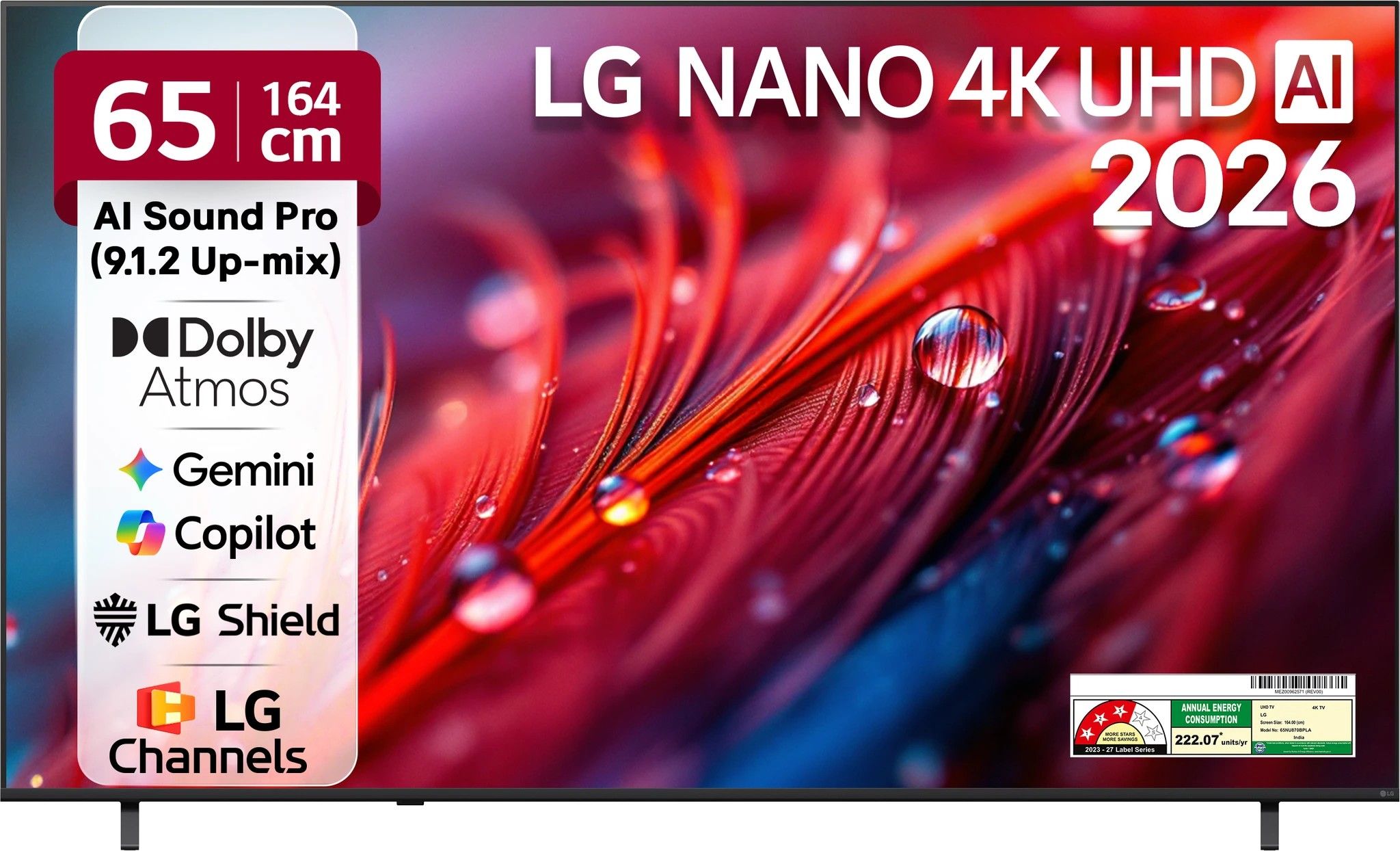 LG AI 164 cm (65 inch) Ultra HD (4K) LED Smart WebOS TV 2026 Edition with NANO Detail Enhancer (9.1.2 ch)