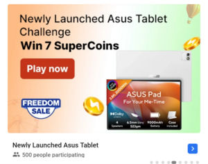 Flipkart New 6 challenges 52 Win Supercoins