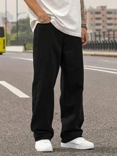 LEVORCE Loose Fit Men Black Jeans