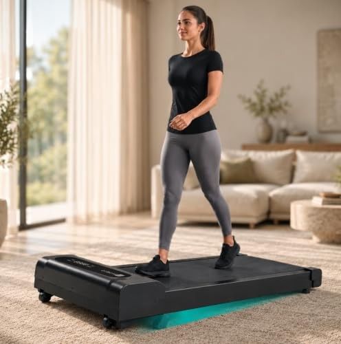 Fitkit by Cult Walking Pad Neo (BLDC 3.5HP Peak Power) Compact Under Desk Motorised Treadmill | Max Weight: 120kg | LED Display & 2-Level Inclination | Home use with Remote Control (Black)